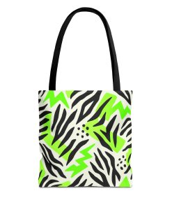 Totally F'N Awesome, Eco-Friendly Neon Zebra Print Tote Bag - Stylish and Versatile for Everyday Use